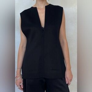 COS Wool Blend V Neck Sleeveless Layering Tunic Vest Black size 12 NWT